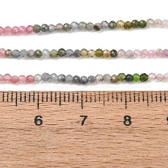 グラデーションカラーの天然マルチカラートルマリンビーズ連売り  ラウンド  ファセットビーズ  2.2mm  穴：0.5mm  約178~185個/連  15.24''（38.7cm）〜15.39''（39.1cm）&nbsp;G-D110-A02-09
