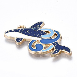 環境に優しい合金エナメルペンダント  カドミウムフリーと鉛フリー＆ニッケルフリー  クジラ  ライトゴールド  藤紫色  22x35x1.2mm  穴：1.8mm&nbsp;ENAM-Q437-032-NR