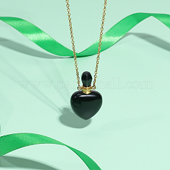 1Pc Natural Gemstone Heart Perfume Bottle Pendant Necklaces&nbsp;NJEW-PH0001-61A