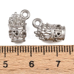 304ステンレススチールチャーム  フライドポテト  ステンレス鋼色  12.5x9x6mm  穴：1.6mm&nbsp;STAS-B167-23C-P