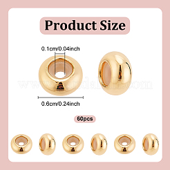 真鍮ビーズ  シリコーンと  ロンデル  18KGP本金メッキ  6x3mm  穴：1.4mm&nbsp;KK-GO0002-01G-02