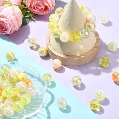 不透明＆透明アクリルビーズ100個  ラウンド  きいろ  15~16mm  穴：2mm&nbsp;MACR-CJ0002-09A