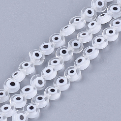 手作りナザールボンジュウランプワークビーズ連売り  フラットラウンド  透明  6x2.5mm  穴：1mm  約64~65個/連  14.1インチ〜14.5インチ&nbsp;LAMP-S191-02A-10