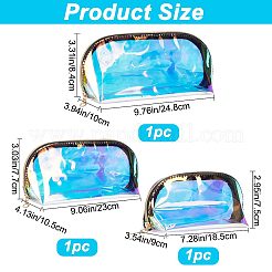 3個 3スタイル レーザー ポータブル TPU 透明 防水 メイクアップ 収納バッグ  多機能ウォッシュバッグ  プルチェーン付き  クリアAB  18.5~24.8x7.5~8.4x9~10.5cm  1個/スタイル&nbsp;MRMJ-CP0001-16