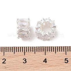 真鍮製ヨーロピアンビーズ  ガラスと  フラットラウンド  銀  ミックスカラー  10x6.5mm  穴：5mm&nbsp;KK-B100-068S