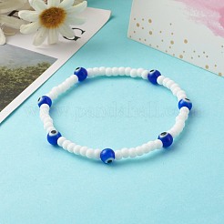 Glass Beads & Handmade Lampwork Beads Stretch Bracelets for Kid&nbsp;BJEW-JB06475-02