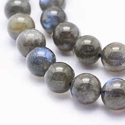 天然石ラブラドライトビーズ連売り  ラウンド  8mm  穴：1mm  約49個/連  15.5インチ（39.5cm）&nbsp;G-O166-08-8mm