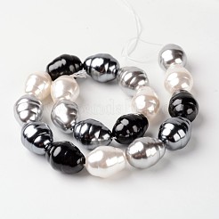 シェルパールビーズ連売り  グレードA  バレル  ブラック  23x17mm  穴：1mm  約17個/連  15.15インチ&nbsp;BSHE-L034-04C
