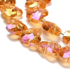 電気メッキガラスビーズセット  アヒル  多面カット  ダークオレンジ  9x10x5mm  穴：0.9mm  約50個/連  17.72''（45センチメートル）&nbsp;EGLA-P066-03A-FR02