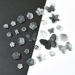透明アクリルビーズ60g  艶消し  ツートン  混合図形  グレー  12~30.5x11.5~39.5x2.5~9mm  穴：1.6~2.7mm&nbsp;OACR-FS0001-90D