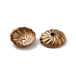 イオンプレーティング（IP）304ステンレススチールビーズキャップ  花  コーヒーゴールデン  7x2mm  穴：1mm&nbsp;STAS-G075-10CG
