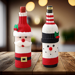 2Pcs 2 Styles Christmas Acrylic Fiber Wine Bottle Sleeve&nbsp;AJEW-CN0005-56