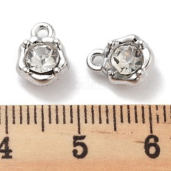 ラックメッキ合金ラインストーンチャーム  鉛フリー＆カドミウムフリー＆ニッケルフリー  花  透明  プラチナ  10x7.5x4.5mm  穴：1.2mm&nbsp;PALLOY-F311-17P-01