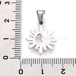 303ステンレススチールペンダント  太陽と月のチャーム  ステンレス鋼色  17.5x15x1.8mm  穴：6.5x2.8mm&nbsp;STAS-Q110-10P