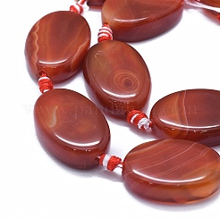 天然バンド /縞aビーズ連売り  染め＆加熱  オーバル  ブラウン  28~30x19~21x7~10mm  穴：2~2.5mm  約11個/連  16.3インチ〜16.7インチ（41.5~42.5cm）&nbsp;G-I245-66A