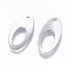 変色しない304ステンレススチールペンダント  リング付き楕円形  ステンレス鋼色  22x11x1mm  穴：1.6mm&nbsp;STAS-F227-06-P