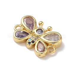 Brass Pave Cubic Zirconia Butterfly Links Connector Charms&nbsp;KK-L268-028G-06