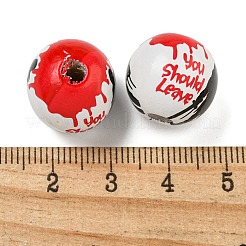 ハロウィンシリーズ 木製ヨーロピアンビーズ  ラウンド  レッド  15x16x16mm  穴：4.5mm&nbsp;WOOD-U002-01C