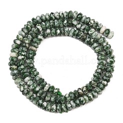 天然グリーンスポットジャスパービーズ連売り  ファセットロンデル  5x2.5mm  穴：0.8~0.9mm  約145~146個/連  14.96''（38センチメートル）&nbsp;GG-CBAE4D4-A05-01