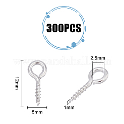 304ステンレススチール製スクリューアイピンペグベイル300個  片穴パーツ用  ステンレス鋼色  12x5x1mm  穴：2.5mm&nbsp;STAS-UN0043-49