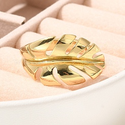 Rack Plating Brass Cuff Finger Rings for Women&nbsp;RJEW-C115-02G