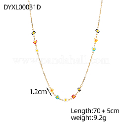 Flower 304 Stainless Steel Enamel Link Chain Necklaces&nbsp;STAS-OY010-10G