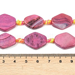 ファイヤーアゲートクラックルビーズ連売り  染め＆加熱  六角  18.5~20.5x14~15x4.5~6.5mm  穴：1.6mm  約16個/連  16.34~15.75''（40~41.5センチメートル）&nbsp;G-F807-A03-03-01