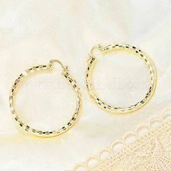 真鍮製フープピアス  18KGP本金メッキ  49x4mm  ピン：14x1.5x0.5mm&nbsp;LS-EJEW-B117-06E-G