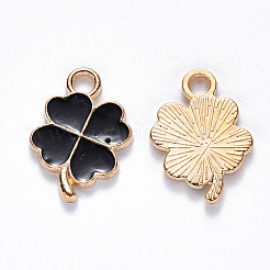 合金エナメルチャーム  クローバー  ライトゴールド  ミックスカラー  18x12x2mm  穴：2mm&nbsp;ENAM-S121-050-M