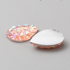 不透明レジンラインストーンカボション  多面カット  ダイヤモンド ティアドロップ  ライトピーチab  14x10x3mm&nbsp;RESI-WH0035-29C