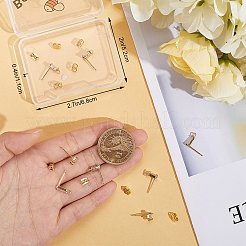 12Pcs 3 Style Brass Cubic Zirconia Stud Earring Findings&nbsp;KK-BBC0012-67