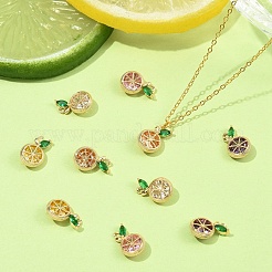 8Pcs 4 Colors Brass Micro Pave Cubic Zirconia Charms&nbsp;KK-YW0004-12