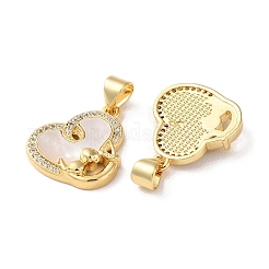 Brass Micro Pave Clear Cubic Zirconia Pendants&nbsp;KK-B083-27B-G