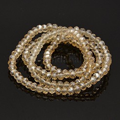 パール光沢メッキ多面カットロンデルガラスビーズ連売り  パパイヤホイップ  4x3mm  穴：1mm  約110個/連  15インチ&nbsp;GLAA-A024C-PL05