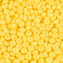 オペークガラスシードビーズ  丸い穴  ロンデル  ゴールド  4~4.5x2~3mm  穴：0.9~1mm  約6430個/ポンド&nbsp;SEED-N012-09A-03
