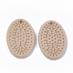 アクリルパーツ  模造ラタン編み風  オーバル  ミックスカラー  34x22.5x3.5mm  穴：1.8mm&nbsp;OACR-T010-10