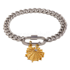 Duo Tone 304 Stainless Steel Shell Shape Charm Bracelets for Women&nbsp;WG49D03-01