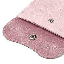 ベルベットのジュエリーポーチ  スナップボタン付きジュエリーギフトバッグ  リング、ネックレス、イヤリング、ブレスレットの保管用  正方形  フラミンゴ  10x9.7x0.2cm&nbsp;ABAG-K001-01C-05