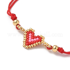 Glass Seed Beads Heart Link Bracelets&nbsp;BJEW-MZ00217