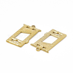 イオンプレーティング（IP）304ステンレスペンダント  ウィンドウチャーム  18KGP本金メッキ  37.5x20.5x1.5mm  穴：2.8mm&nbsp;STAS-B031-10G