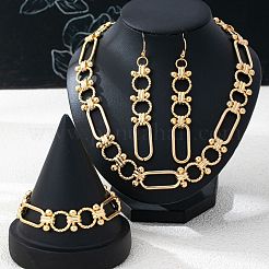 Women's Iron Oval Link Necklaces & Bracelets & Dangle Earrings Sets&nbsp;WGCC5AB-01
