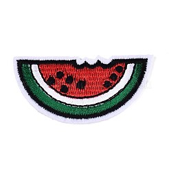 スイカのアップリケ  機械刺繍布地手縫い/アイロンワッペン  マスクと衣装のアクセサリー  クリムゾン  28.5x56x1.5mm&nbsp;DIY-N007-02