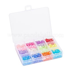 600個12色透明アクリルビーズ  水平穴  混合文字  フラットラウンド  ミックスカラー  7x4mm  穴：1.5mm  50個/カラー&nbsp;TACR-YW0001-34
