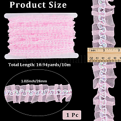 10mのポリエステルシワレーストリムリボン  洋服アクセサリー  ショッキングピンク  1インチ（26mm）&nbsp;OCOR-CY0002-30B