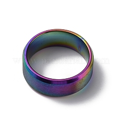 201ステンレススチール製ワイドバンド指輪（女性・男性用）  プレーンバンドリング  虹色  8mm  内径：usサイズ9 1/4（19.1mm）&nbsp;RJEW-WH0009-13E-M