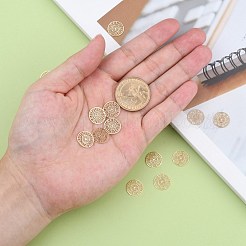 真鍮チャーム  エッチングされた金属装飾  長持ちメッキ  カドミウムフリー＆ニッケルフリー＆鉛フリー  フラットラウンド  ライトゴールド  13x0.3mm  穴：1.2mm&nbsp;KKC-R001-03LG