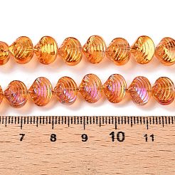電気メッキガラスビーズセット  シェル形状  ダークオレンジ  8x9.5x7.5mm  穴：0.9mm  約80~84個/連  25.20~26.88''（64~67.2センチメートル）&nbsp;EGLA-T021-11D