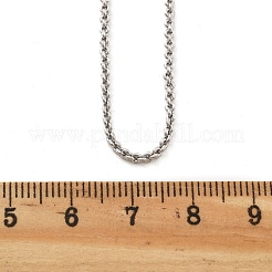 女性用真鍮ローロチェーンネックレス  304ステンレススチール製カニカン付き  ラックめっき  鉛フリー＆カドミウムフリー  長持ちメッキ  プラチナ  17.56インチ（44.6cm）&nbsp;NJEW-D302-22P