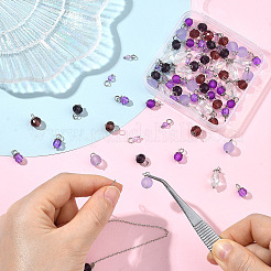 ガラスとアクリルのペンダント8スタイル120個  真鍮パーツ  混合図形  プラチナ  ミックスカラー  10~18mm  穴：2.5~3mm&nbsp;PALLOY-SW00073
