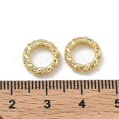 Brass Clear Cubic Zirconia European Beads&nbsp;KK-D228-10G